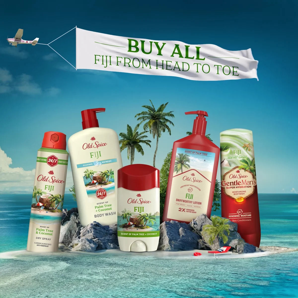 Old Spice Men's Antiperspirant & Deodorant - Fiji with Palm Tree - 2.6oz/3pk: Invisible Solid with Tropical Coconut Scent