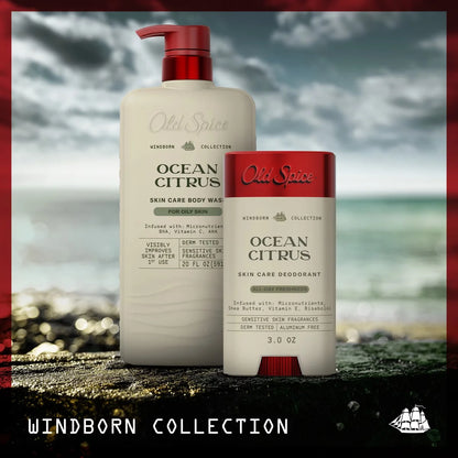 Old Spice Men's Aluminum-Free All Day Freshness Windborn Collection Deodorant - Ocean Citrus - 3oz: Invisible Solid, Normal Skin