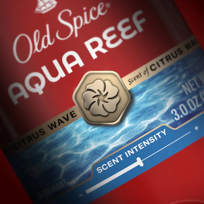 Old Spice Red Zone Aqua Reef Deodorant - 3oz: Invisible Solid, Under Arm Application, Normal Skin, Scented