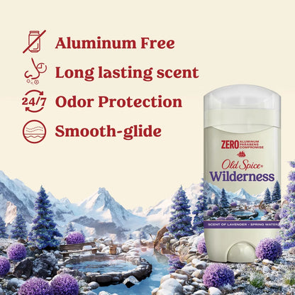 Old Spice Men's Deodorant Wilderness with Lavender - Aluminum-Free 3oz: Invisible Solid, Normal Skin Type, Under Arm