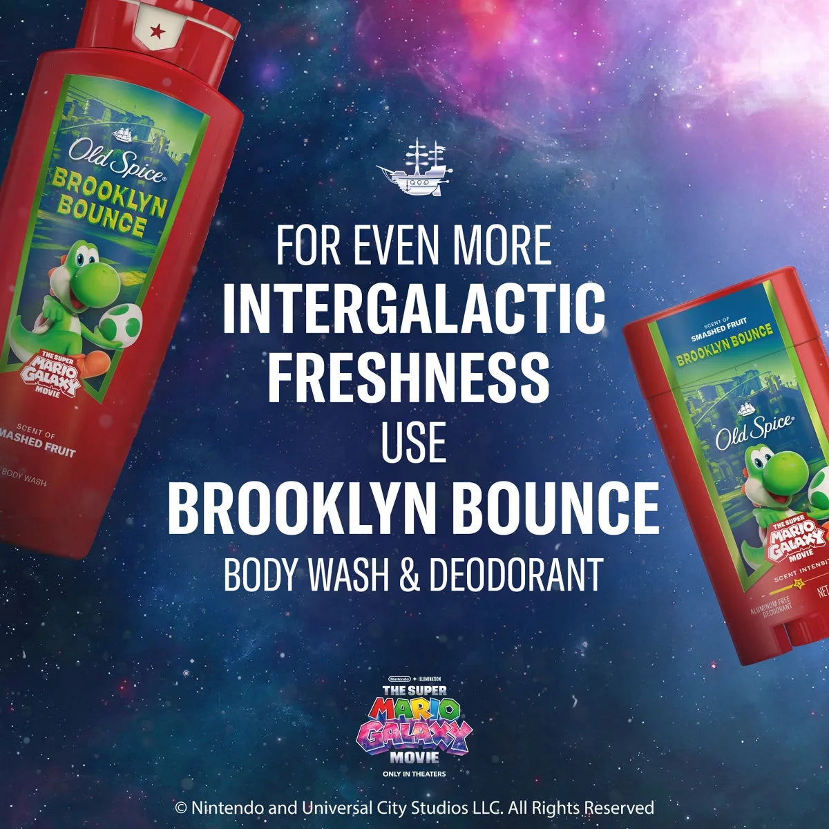 Old Spice x The Super Mario Galaxy Brooklyn Bounce Men's 24/7 Lasting Freshness Aluminum-Free Deodorant - Scent of Smashed Fruit - 3oz
