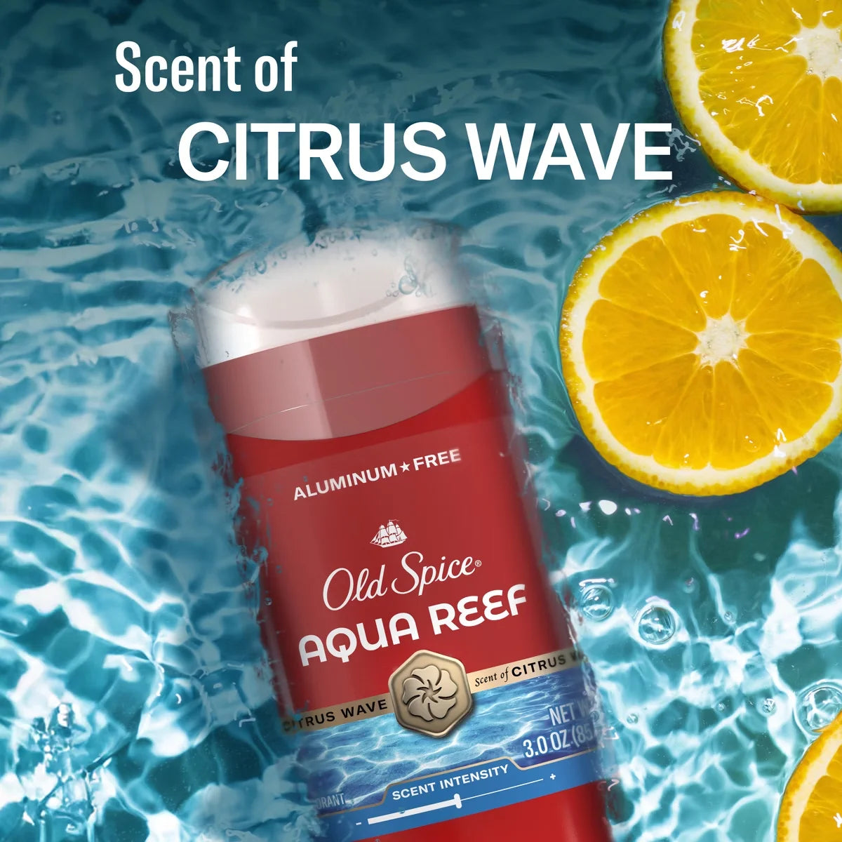 Old Spice Red Zone Aqua Reef Deodorant - 3oz: Invisible Solid, Under Arm Application, Normal Skin, Scented