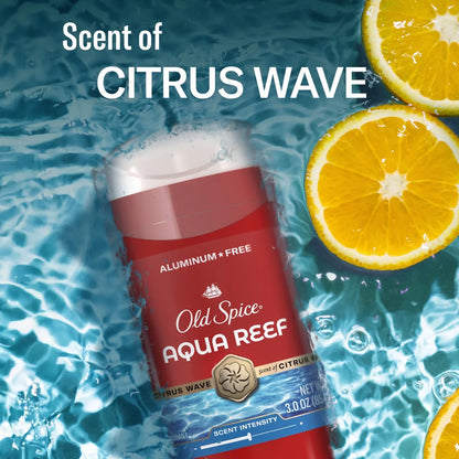 Old Spice Red Zone Aqua Reef Deodorant - 3oz: Invisible Solid, Under Arm Application, Normal Skin, Scented