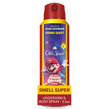 Old Spice x The Super Mario Galaxy Cosmic Quest 24/7 Odor Control Aluminum-Free Deodorant Body Spray - Scent of Star Showers - 5.1 fl oz